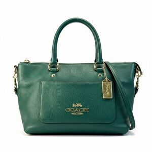NWOT Coach Mini Emma Satchel in Rare Dark Green Pebble Leather F31466